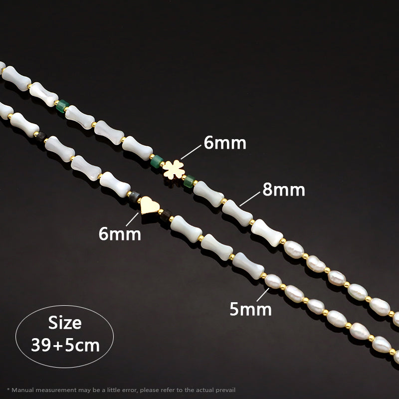 Custom Trendy Handmade Natural Stone Beads Jewelry Fresh Water Pearl Necklace