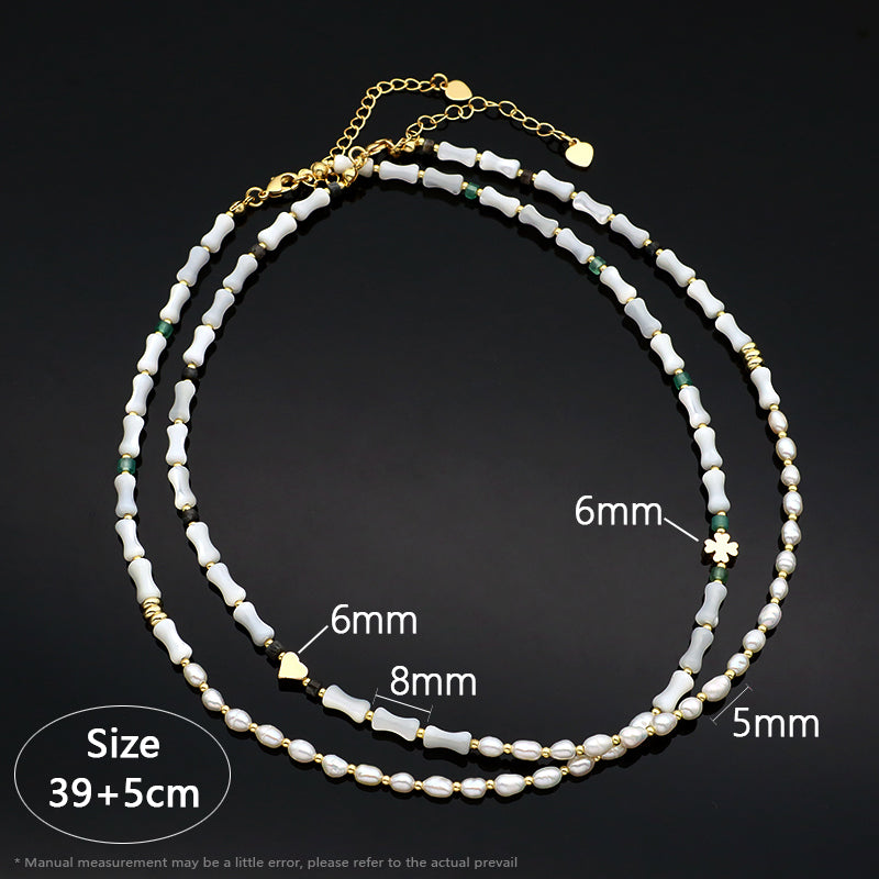 Custom Trendy Handmade Natural Stone Beads Jewelry Fresh Water Pearl Necklace