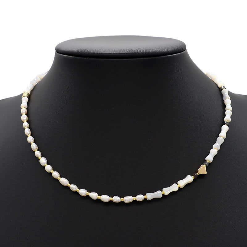 Custom Trendy Handmade Natural Stone Beads Jewelry Fresh Water Pearl Necklace