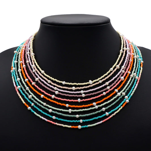 Custom Colorful Miyuki Beads Natural Freshwater Pearl Necklace