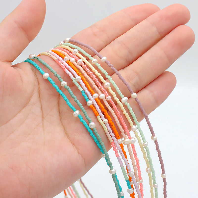 Custom Colorful Miyuki Beads Natural Freshwater Pearl Necklace