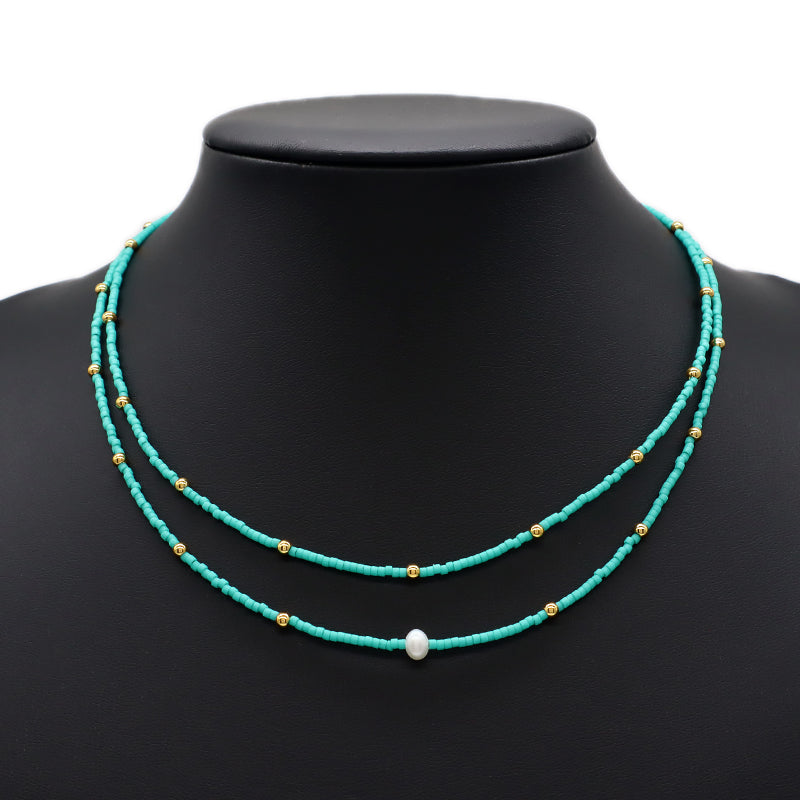 Custom Colorful Miyuki Beads Natural Freshwater Pearl Necklace