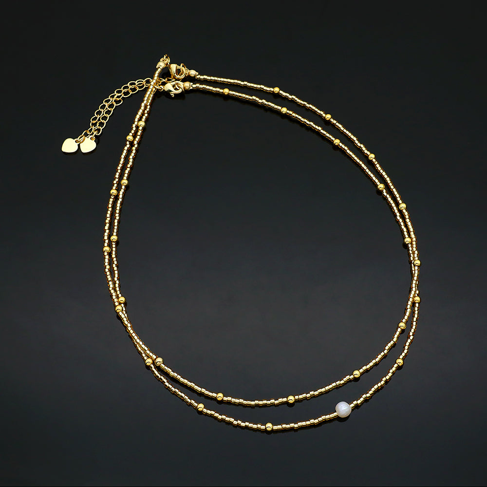 Custom Colorful Miyuki Beads Natural Freshwater Pearl Necklace