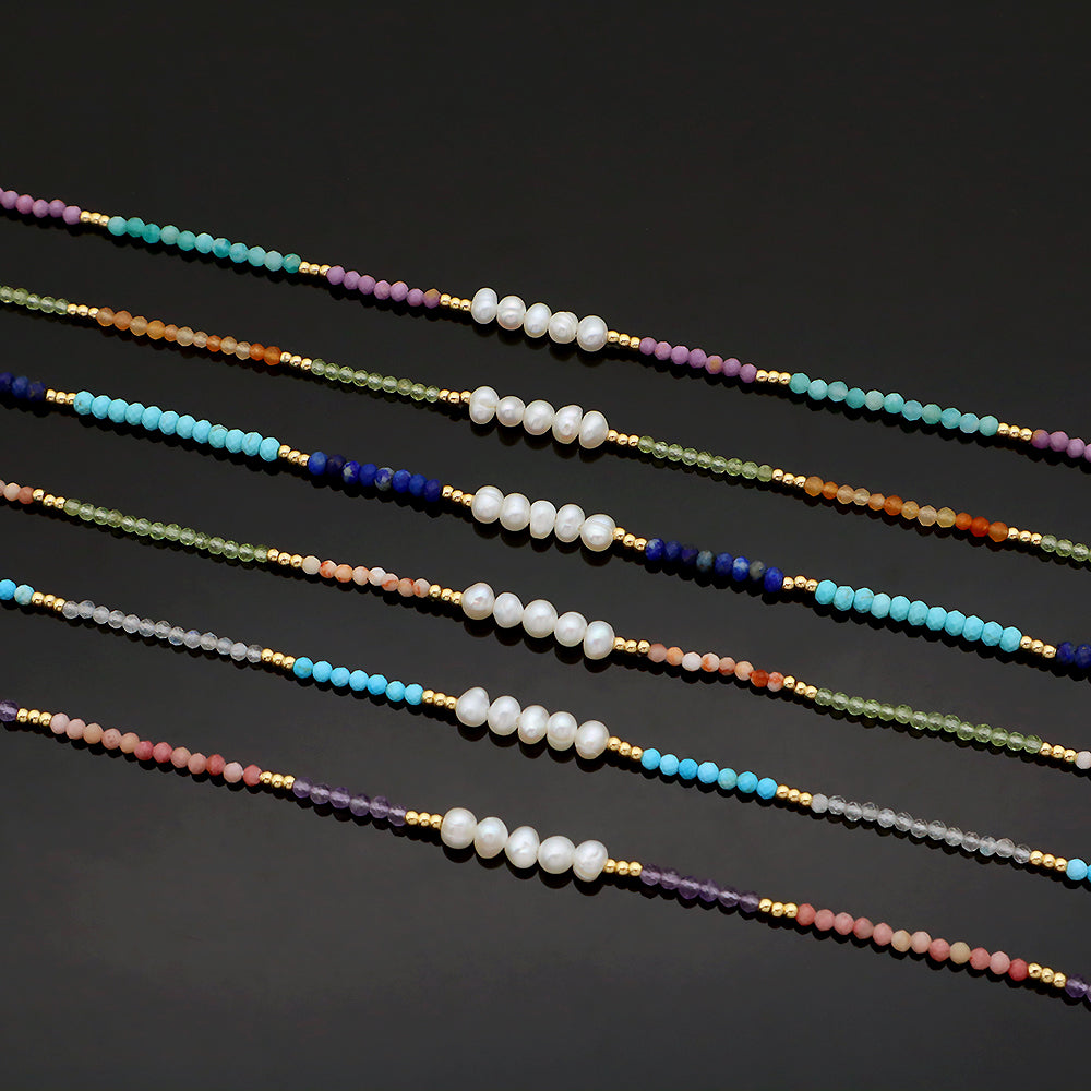 Natural Stone Fresh Water Pearl Handmade Necklace