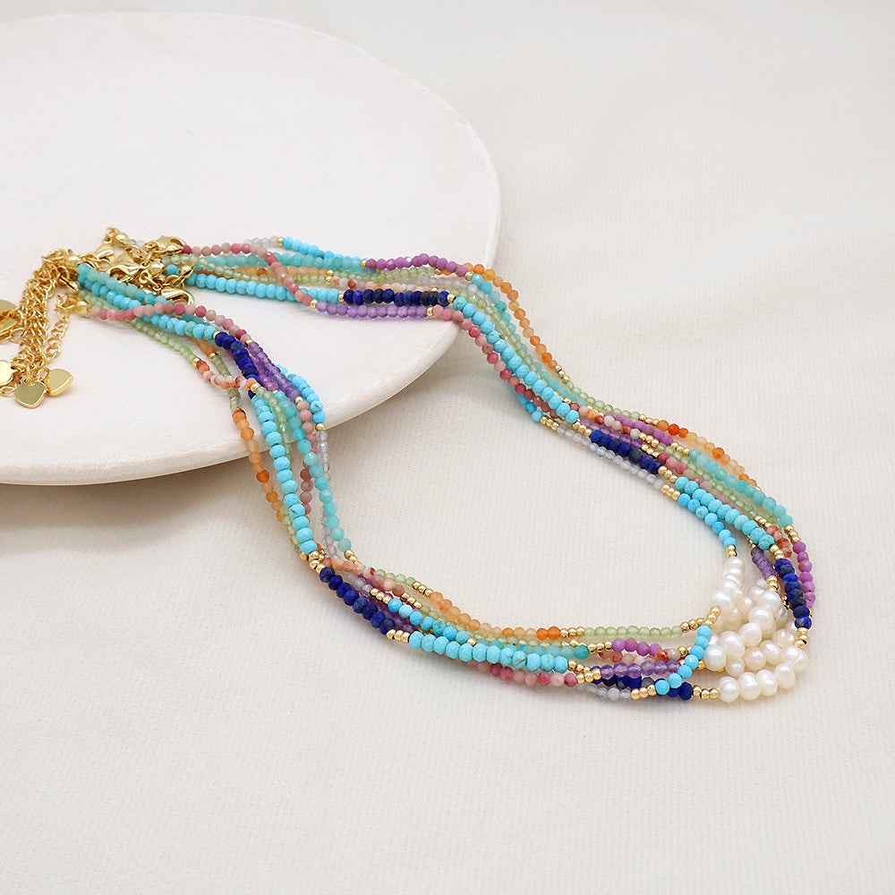 Natural Stone Fresh Water Pearl Handmade Necklace