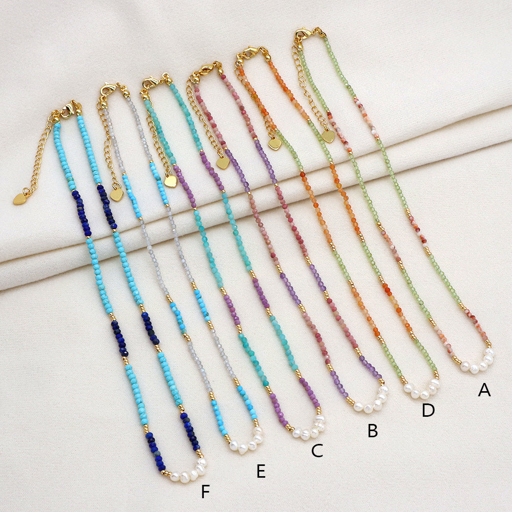 Natural Stone Fresh Water Pearl Handmade Necklace