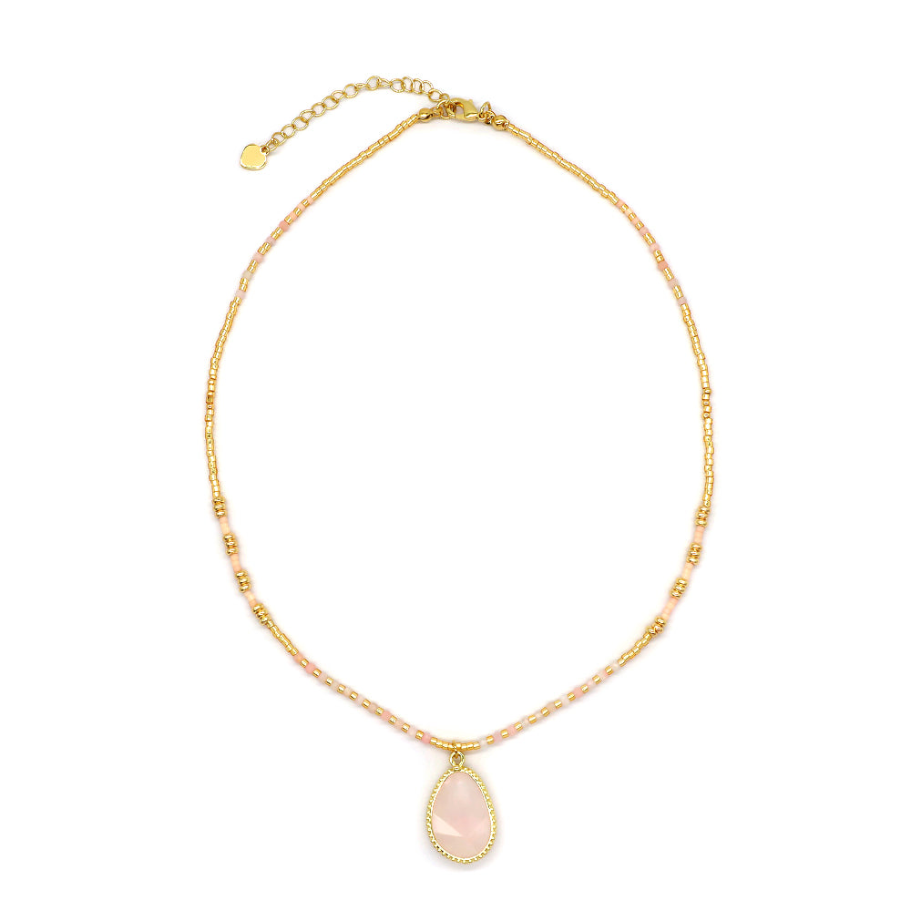 Miyuki Natural Stone Beads 925 Sterling Silver Pendant Necklace