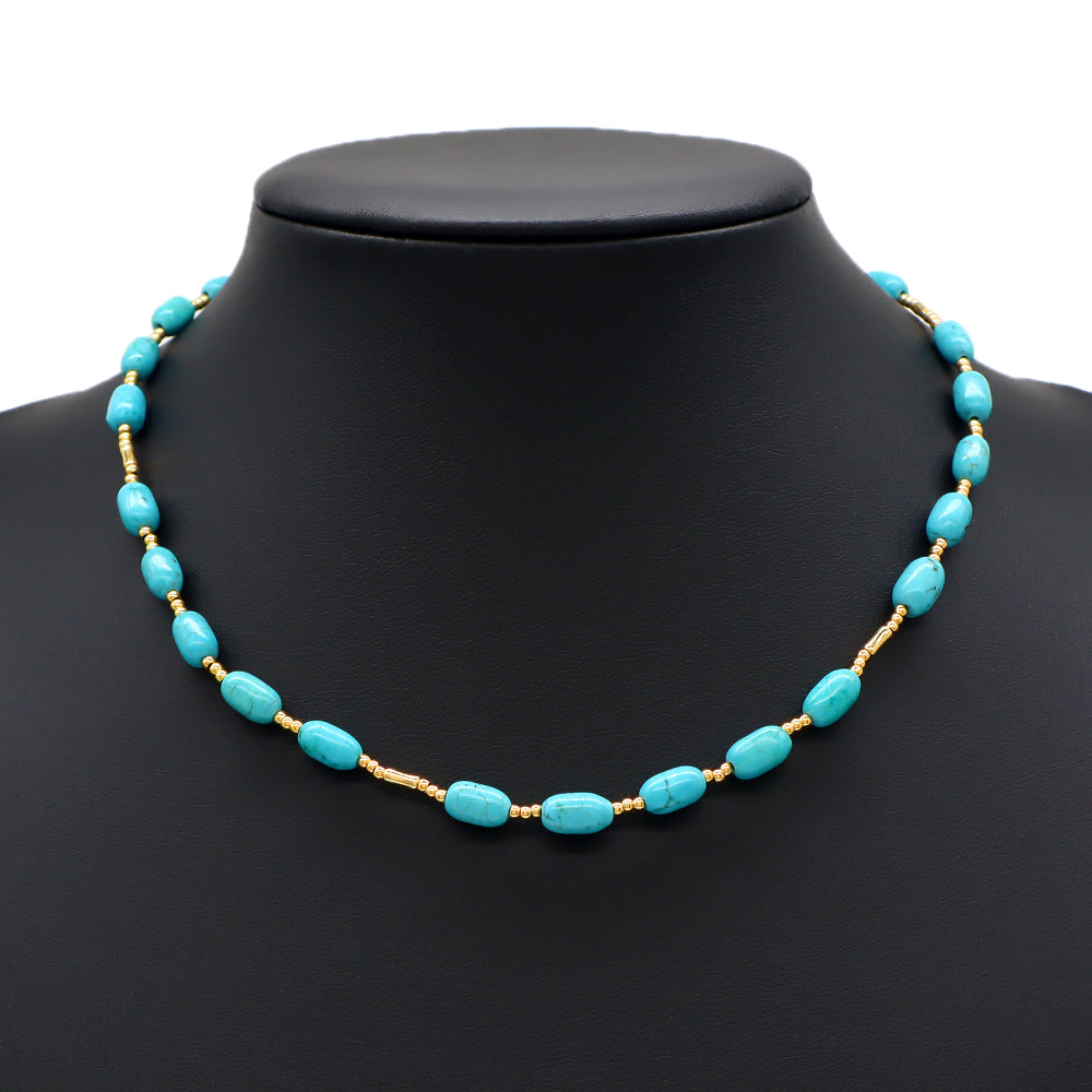 Blue Turquoise Natural Stone Beads Necklace