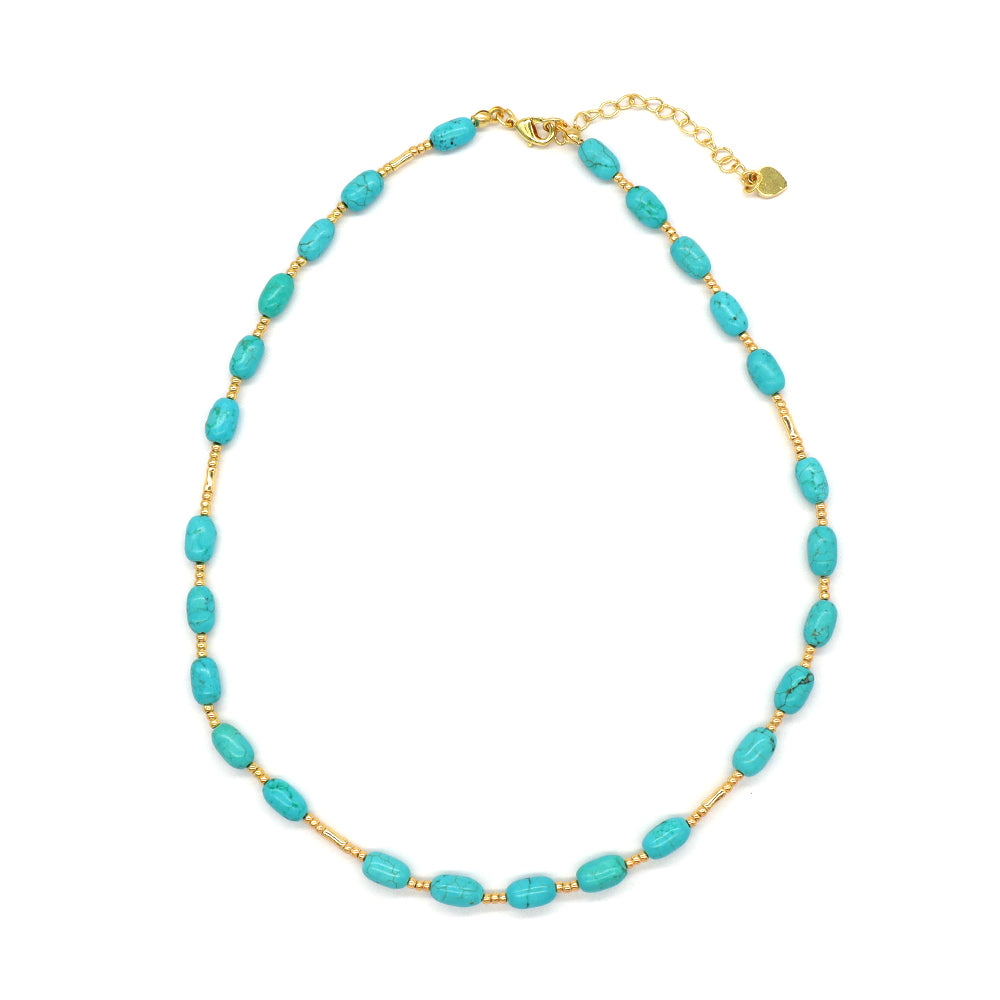 Blue Turquoise Natural Stone Beads Necklace