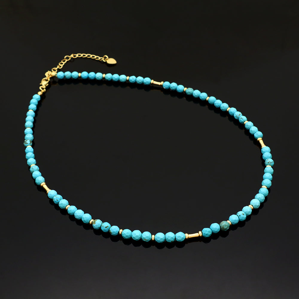 Blue Turquoise Natural Stone Beads Necklace