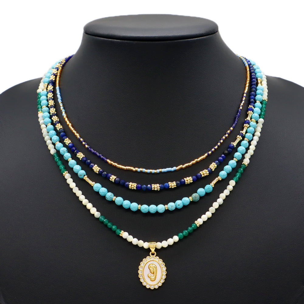 Blue Turquoise Natural Stone Beads Necklace