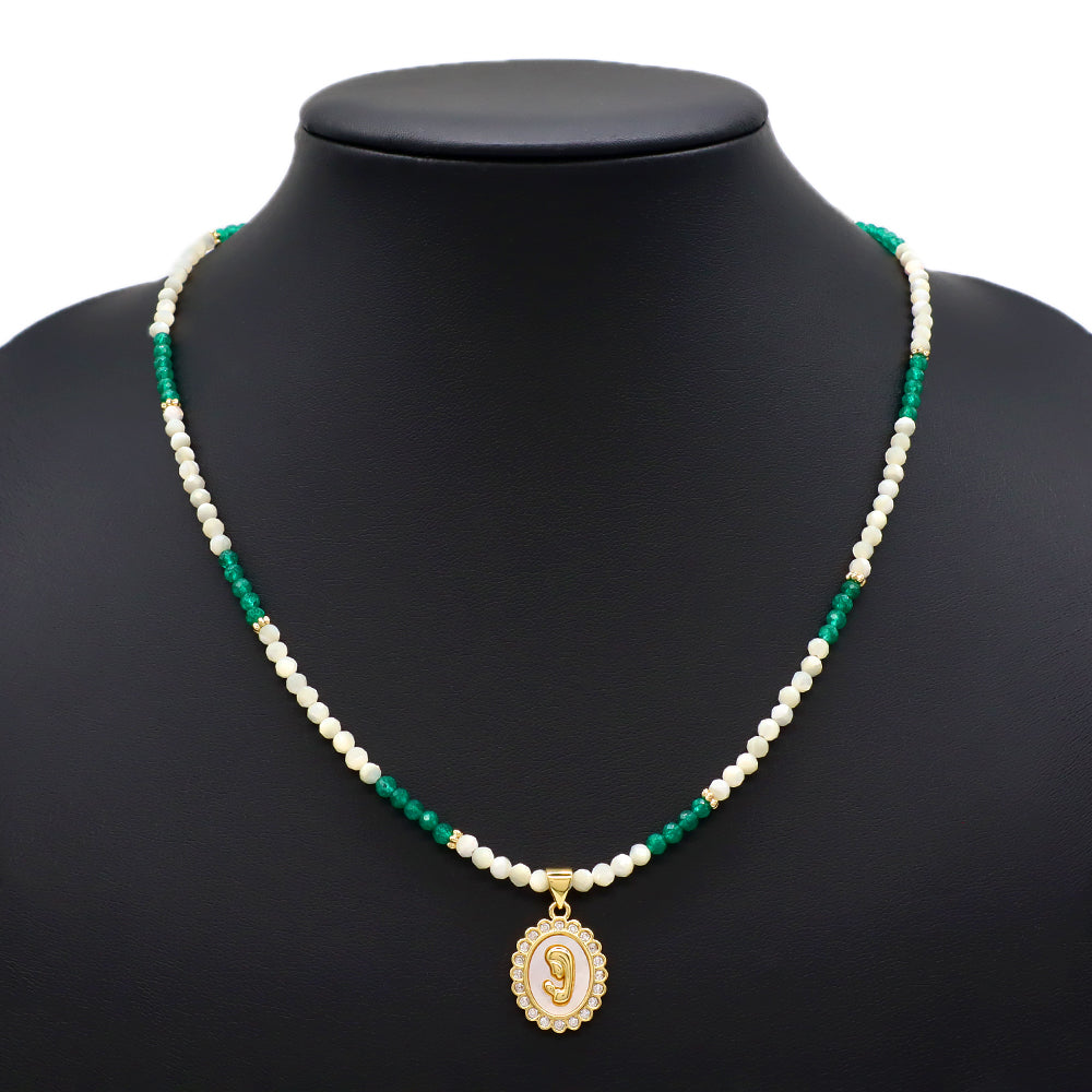 Handmade Shell Pendant Natural Stone Beads Necklace