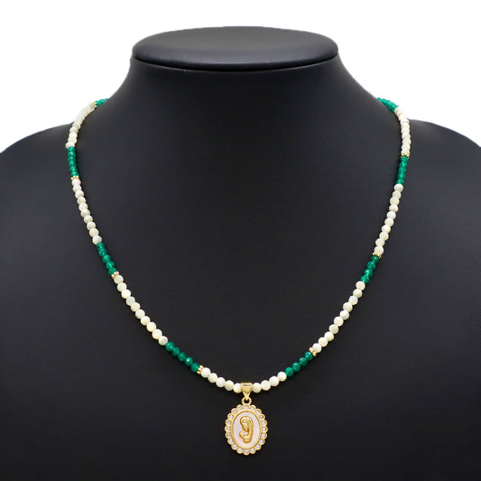 Handmade Shell Pendant Natural Stone Beads Necklace