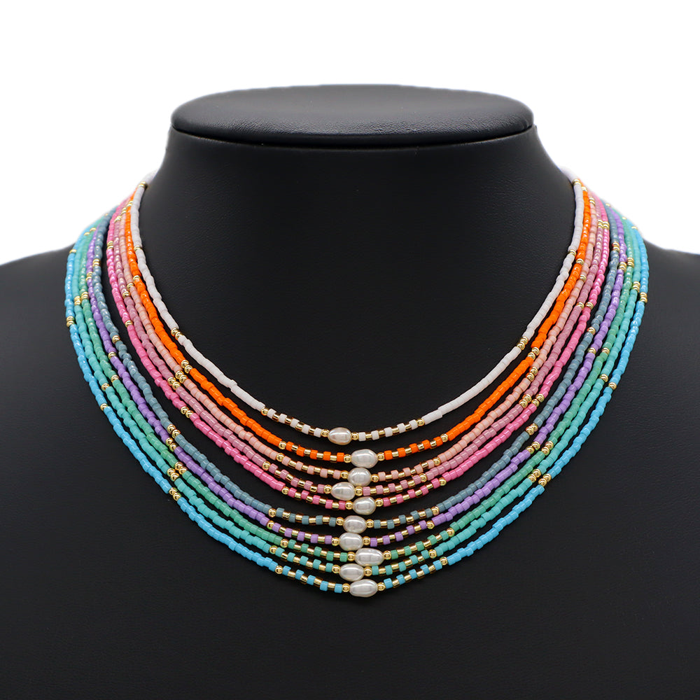 Colorful Miyuki Beads Fresh Water Pearl Handmade Necklace