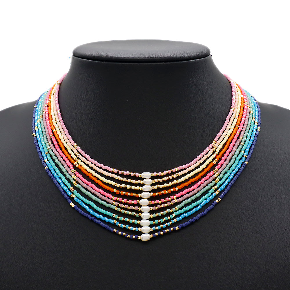 Colorful Miyuki Beads Fresh Water Pearl Handmade Necklace