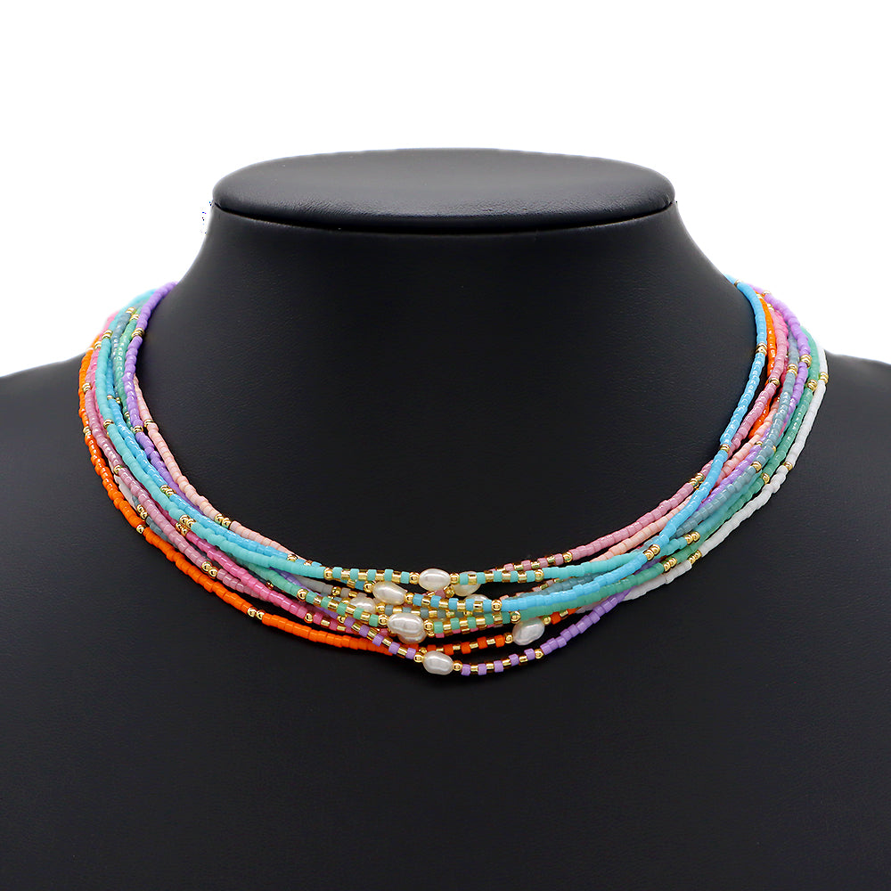Colorful Miyuki Beads Fresh Water Pearl Handmade Necklace