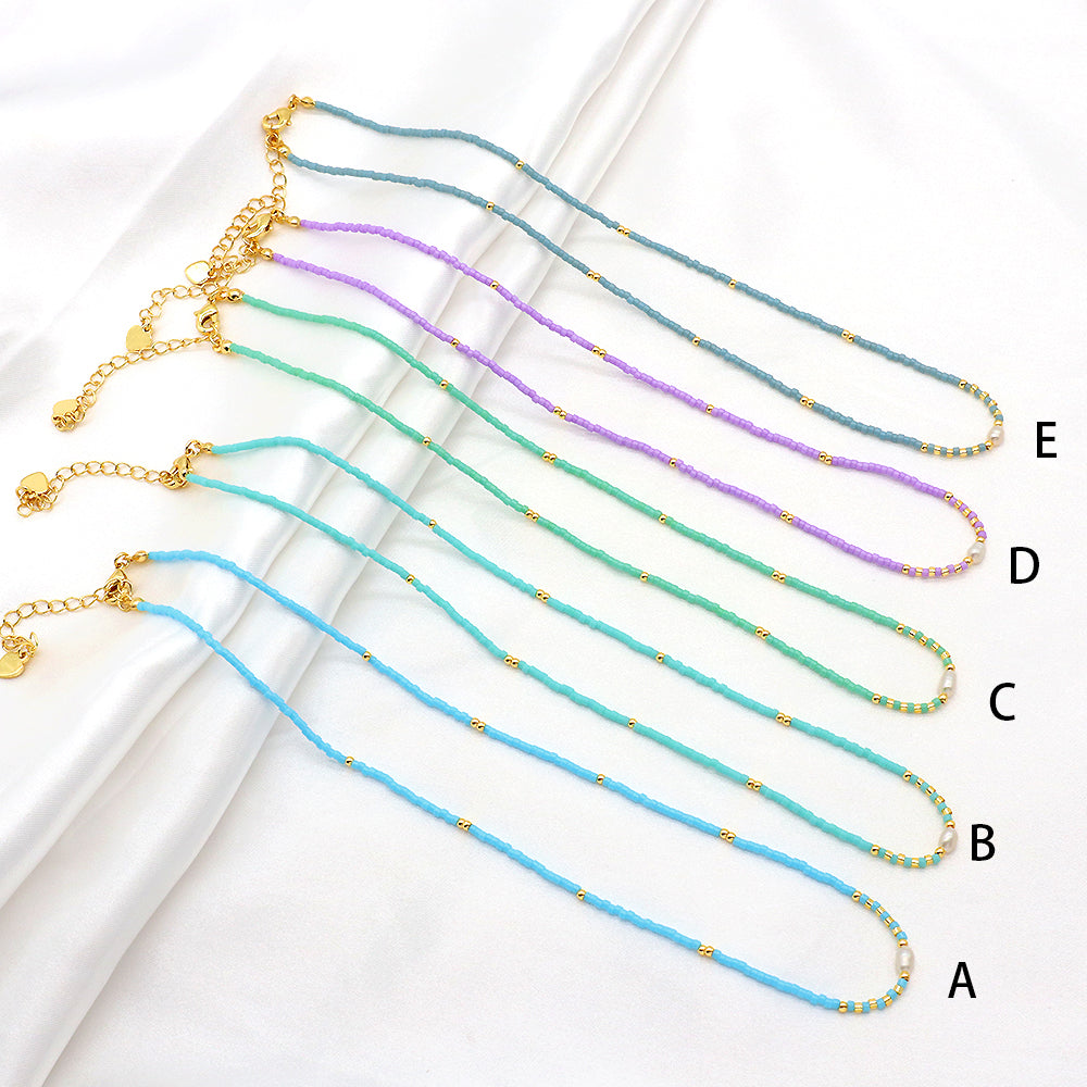 Colorful Miyuki Beads Fresh Water Pearl Handmade Necklace