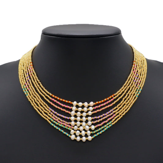 Handmade Colorful Miyuki Brass Beads Necklace