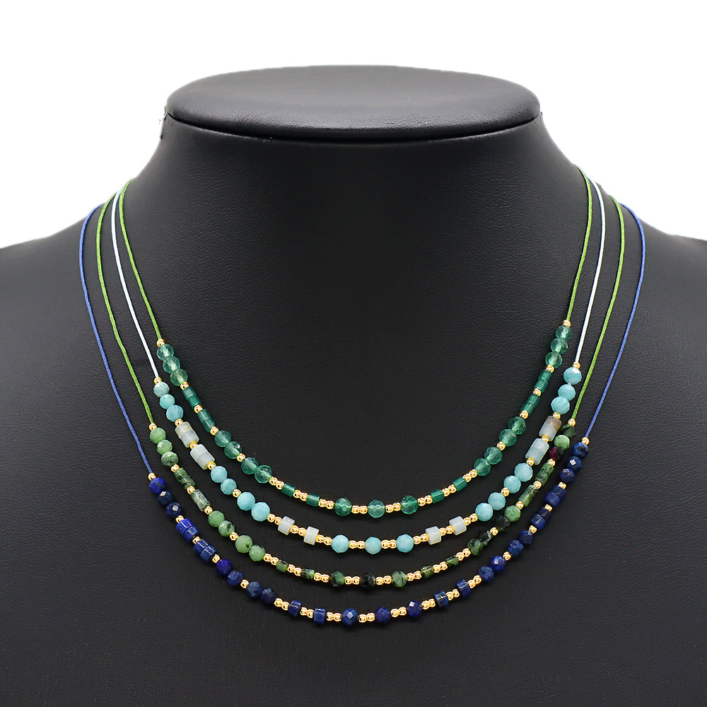 Custom Multi-color Natural Stone Brass Beads Handmade Necklace