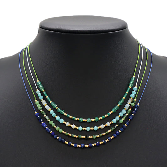 Custom Multi-color Natural Stone Brass Beads Handmade Necklace