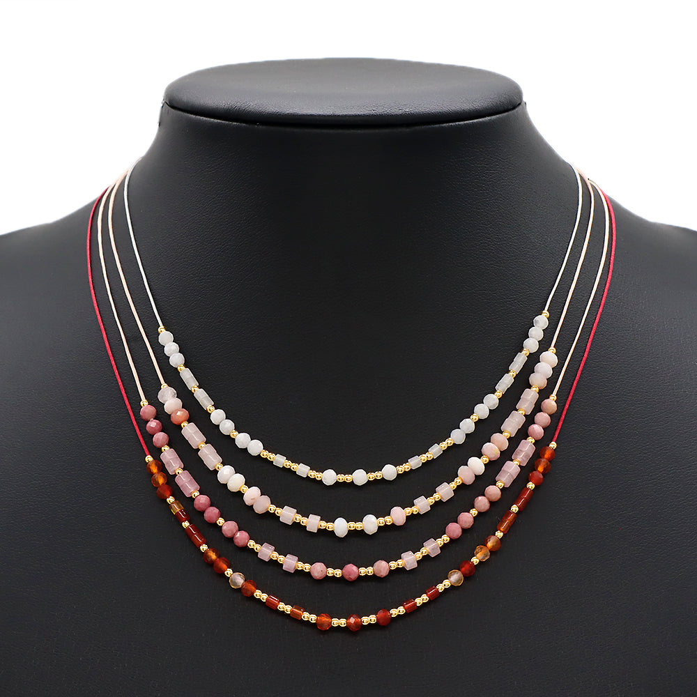 Custom Multi-color Natural Stone Brass Beads Handmade Necklace