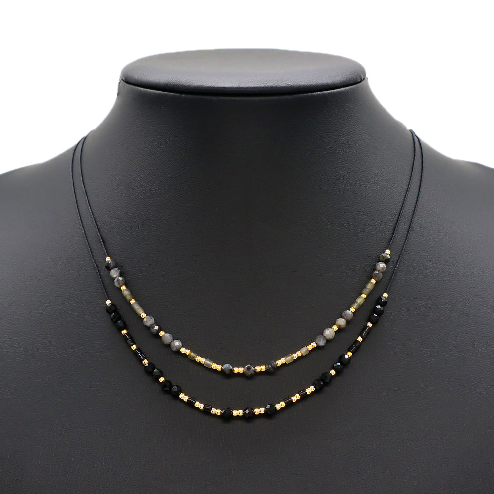 Custom Multi-color Natural Stone Brass Beads Handmade Necklace