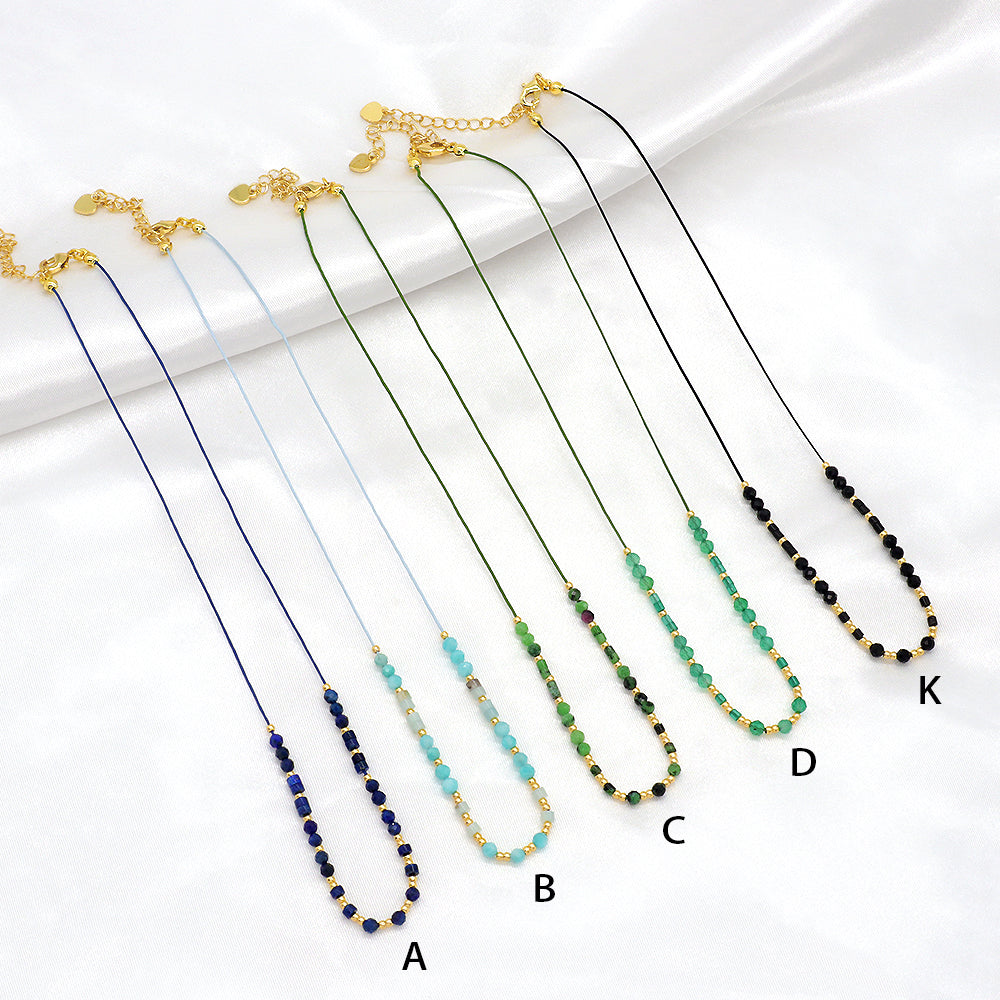 Custom Multi-color Natural Stone Brass Beads Handmade Necklace
