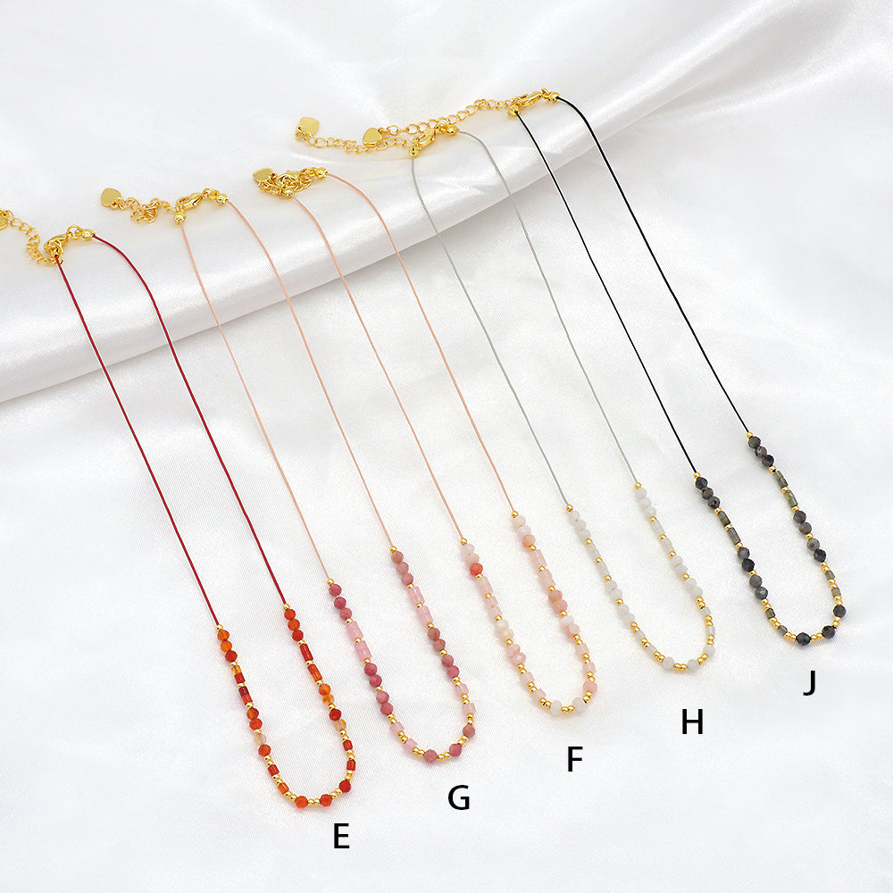 Custom Multi-color Natural Stone Brass Beads Handmade Necklace