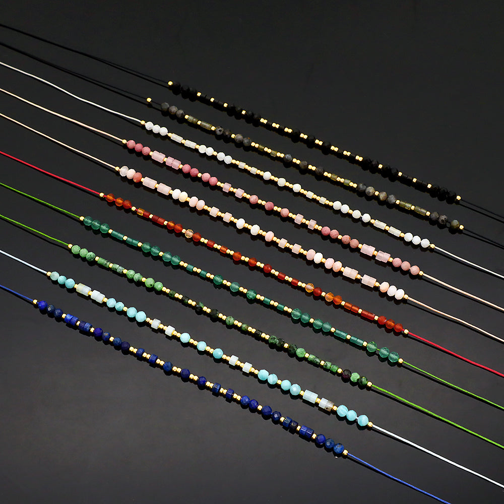 Custom Multi-color Natural Stone Brass Beads Handmade Necklace