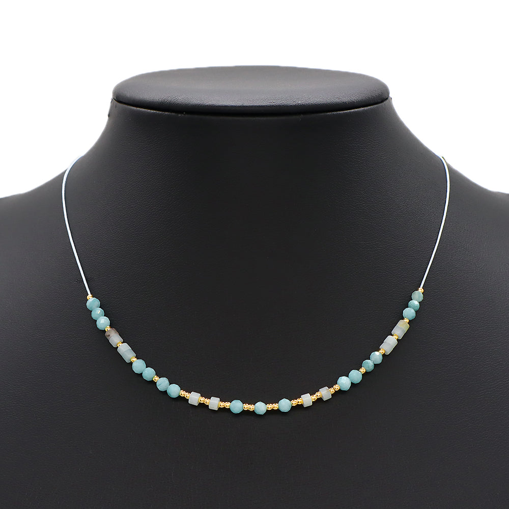Custom Multi-color Natural Stone Brass Beads Handmade Necklace