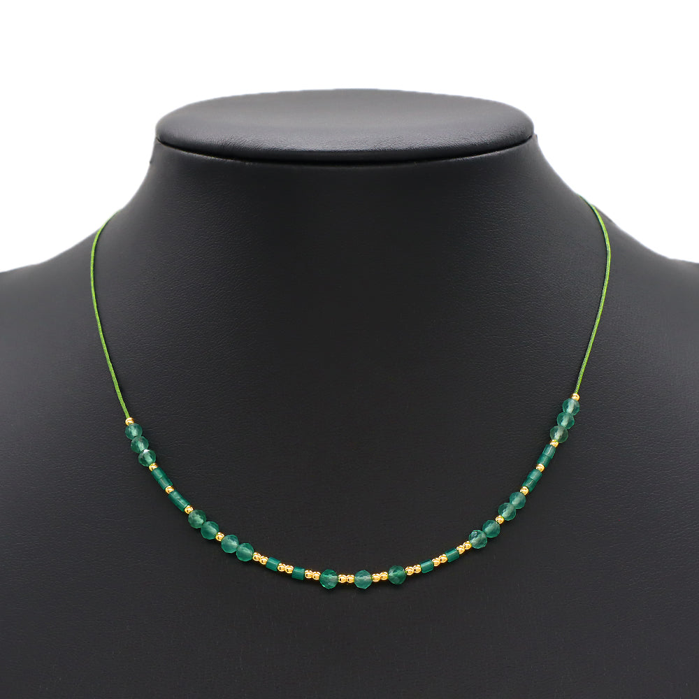 Custom Multi-color Natural Stone Brass Beads Handmade Necklace