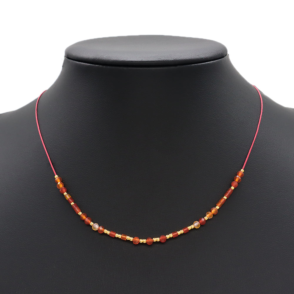 Custom Multi-color Natural Stone Brass Beads Handmade Necklace