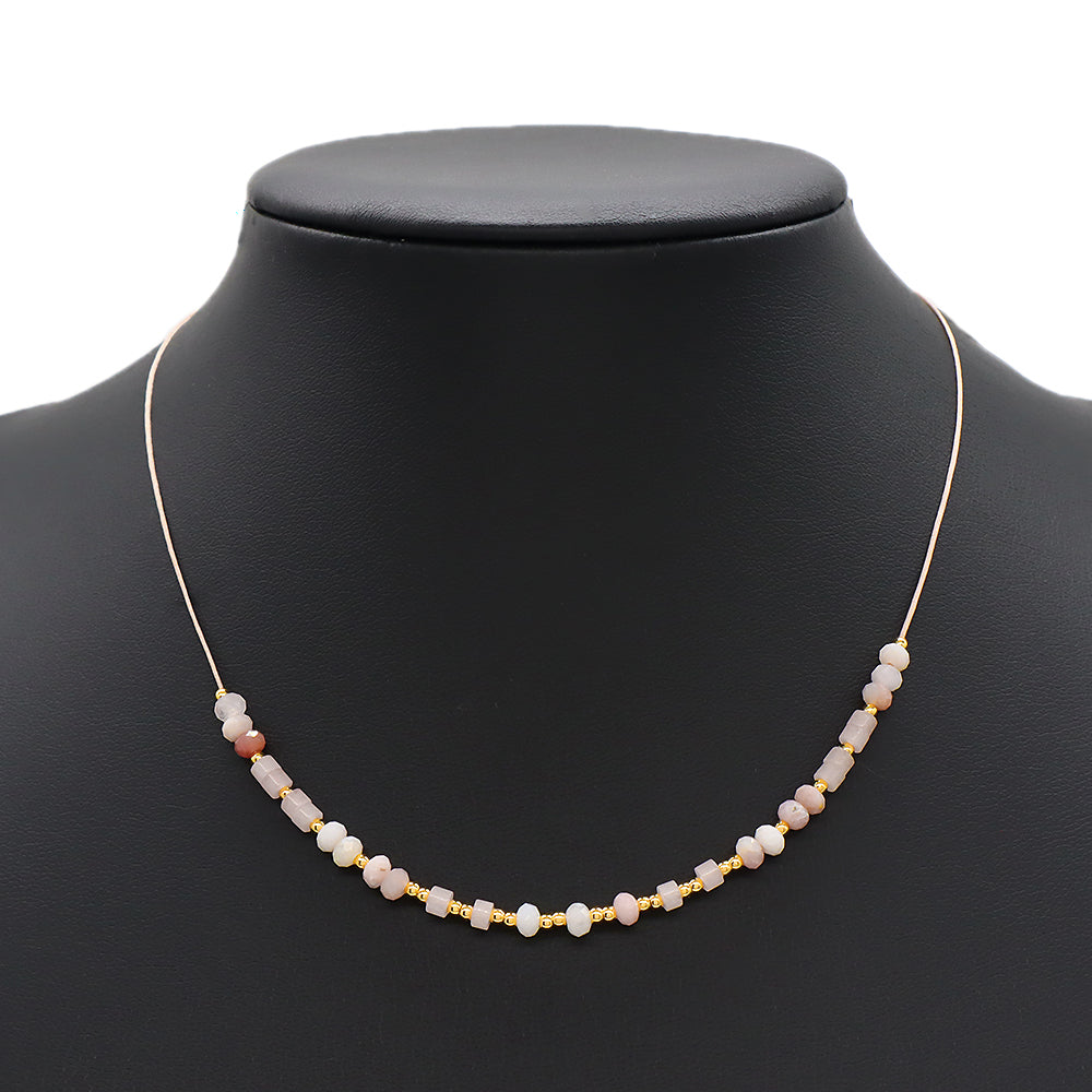 Custom Multi-color Natural Stone Brass Beads Handmade Necklace