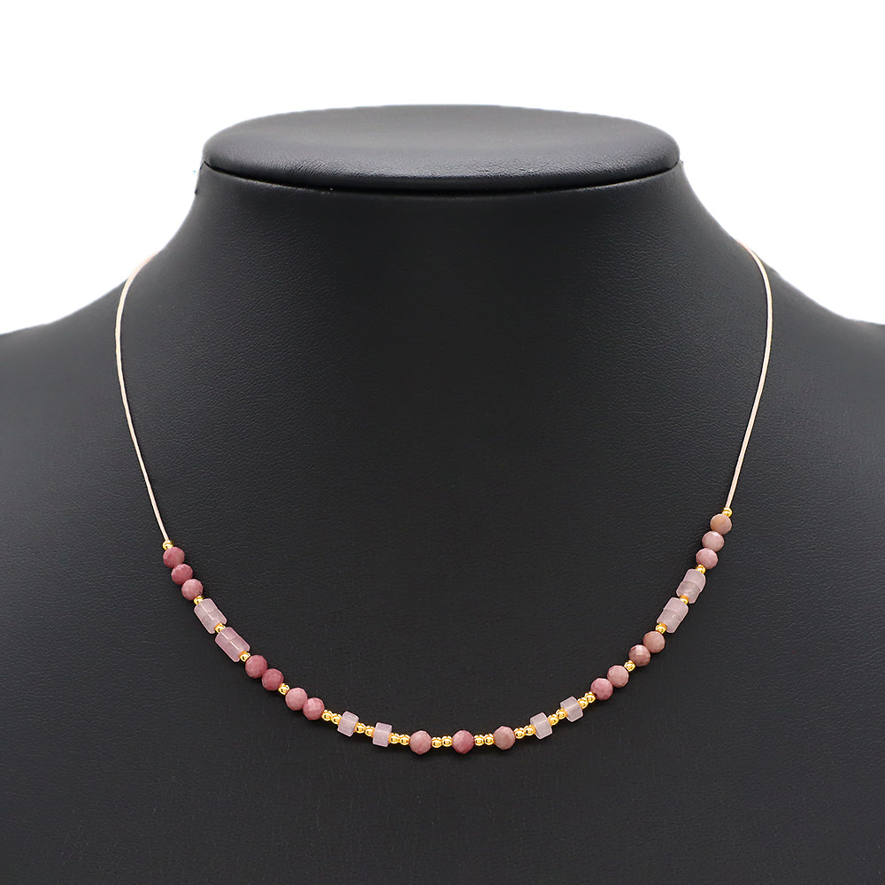 Custom Multi-color Natural Stone Brass Beads Handmade Necklace