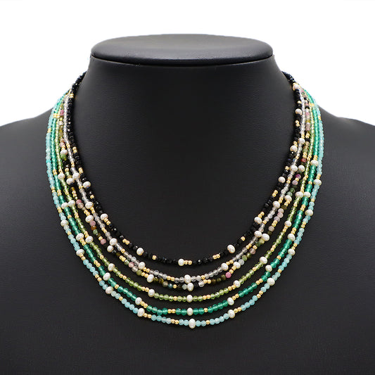 Natural Stone Fresh Water Pearl Handmade Necklace
