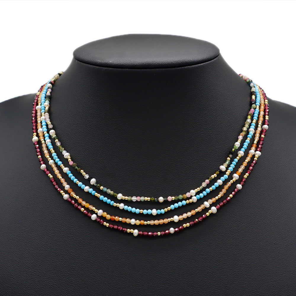 Natural Stone Fresh Water Pearl Handmade Necklace