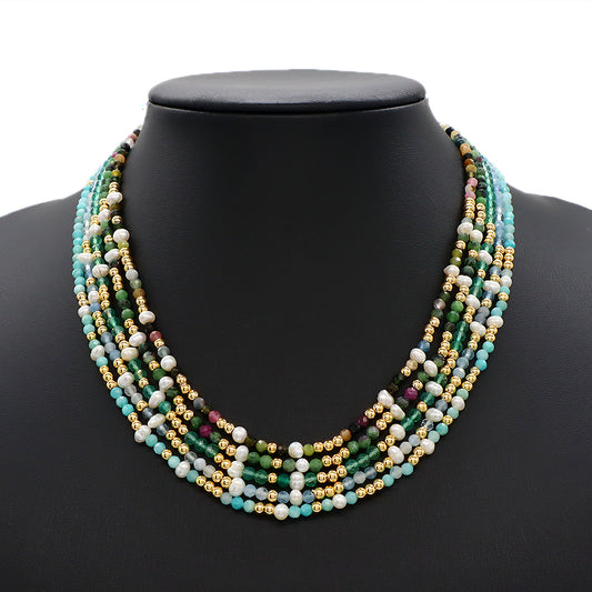 3mm Natural Stone Fresh Water Pearl Handmade Necklace