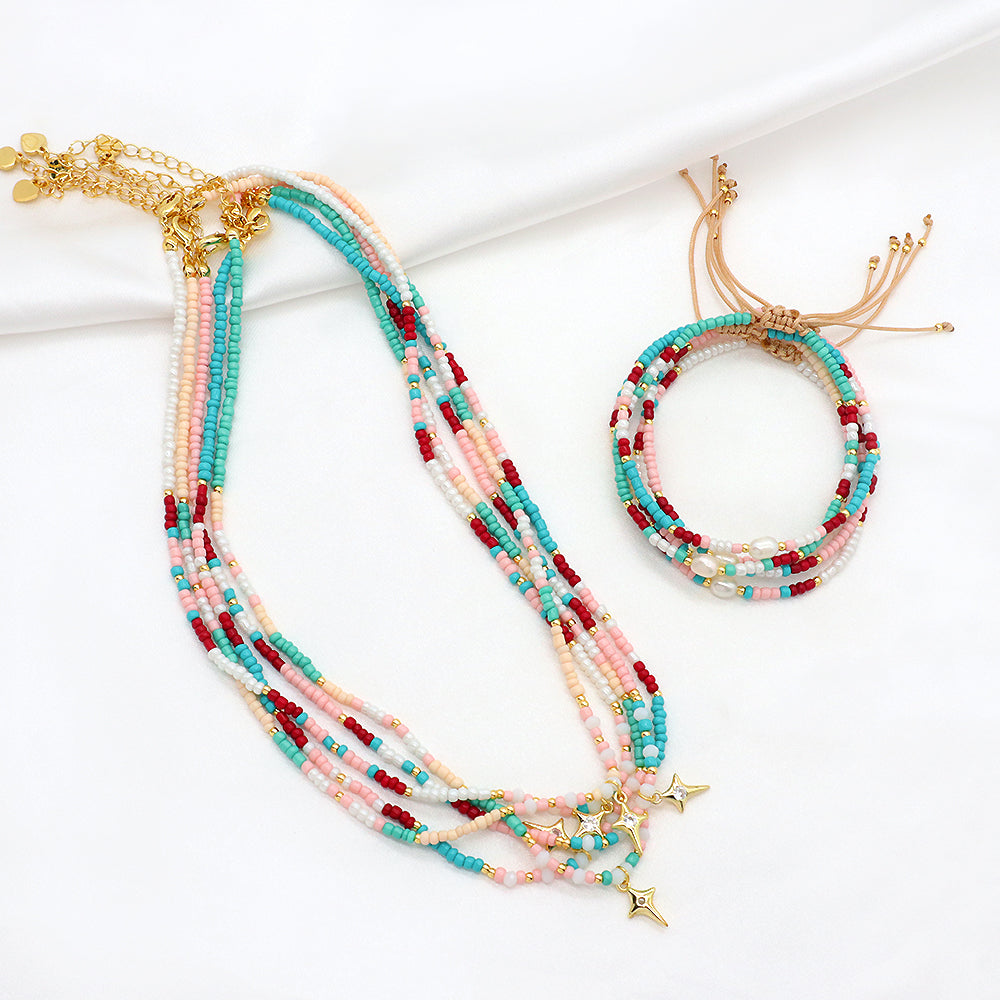 Customized Handmade Seed Beads Fresh Water Pearl Adjustable Macrame Bracelet