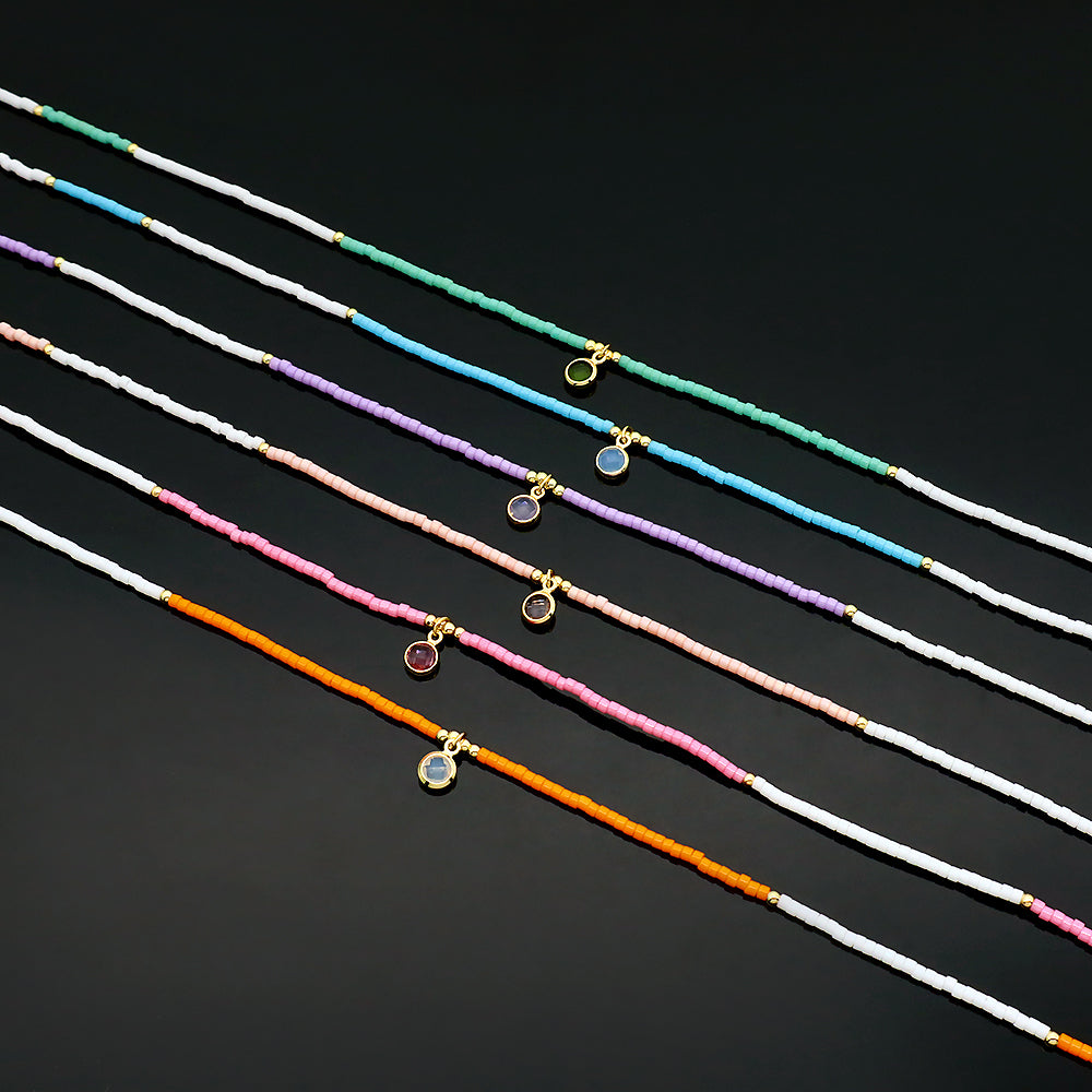 Custom Handmade Colorful Miyuki Beads 925 Sterling Silver CZ Pendant Necklace