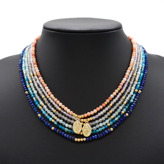 Customized Handmade Gold Plated 925 Sterling Silver Pendant Natural Stone Beads Necklace