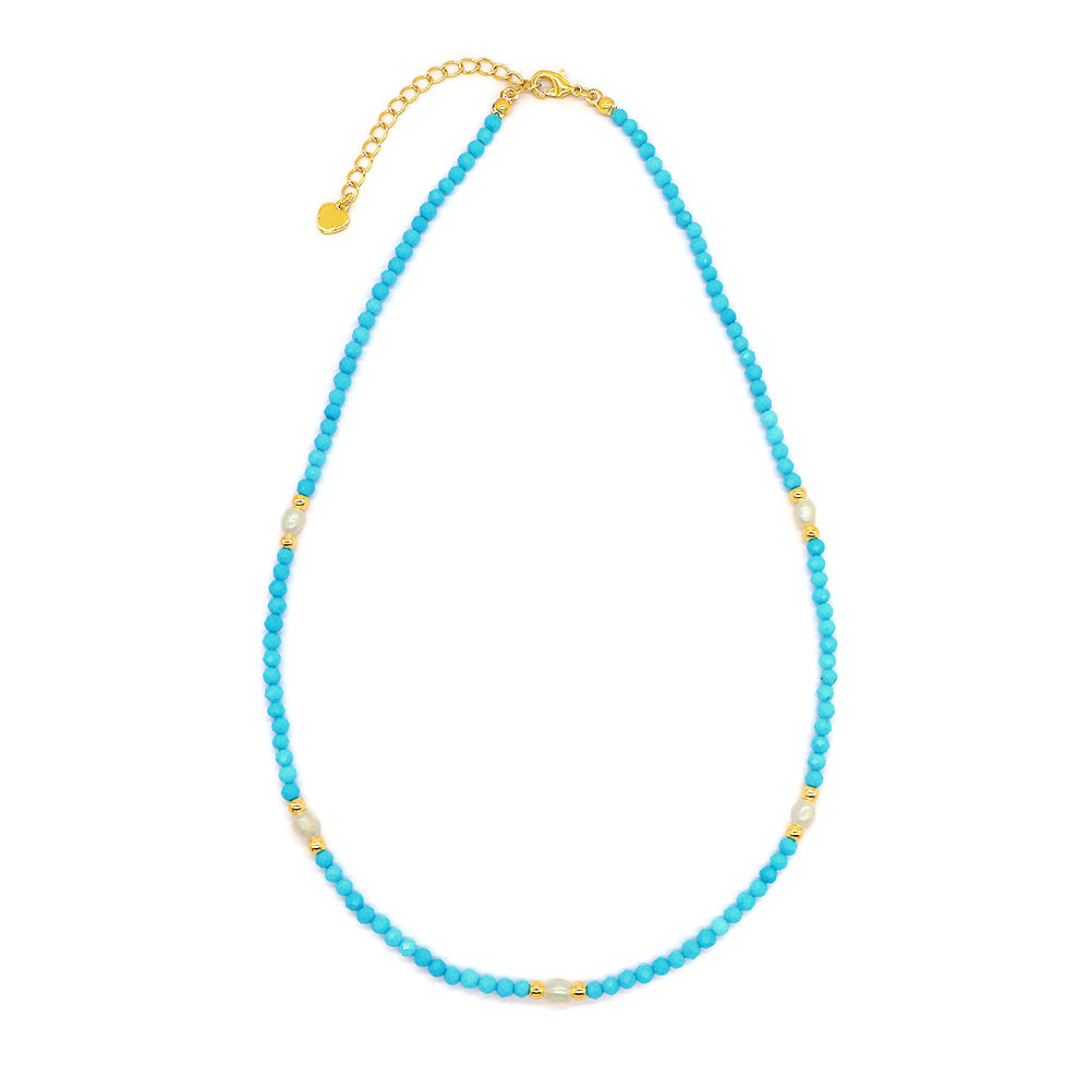 Handmade Custom Natural Stone Beads Fresh Water Pearl Jewelry Necklace