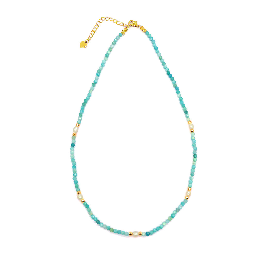 Handmade Custom Natural Stone Beads Fresh Water Pearl Jewelry Necklace