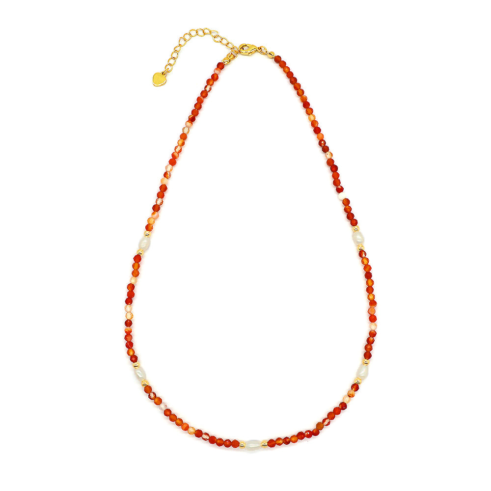 Handmade Custom Natural Stone Beads Fresh Water Pearl Jewelry Necklace