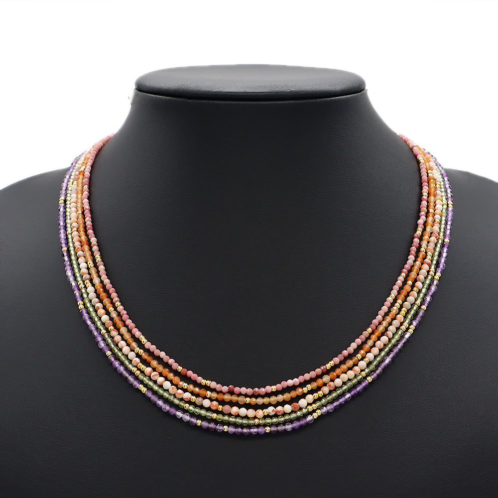 Handmade Custom 2.5mm Delicate Natural Stone Beads Jewelry Necklace