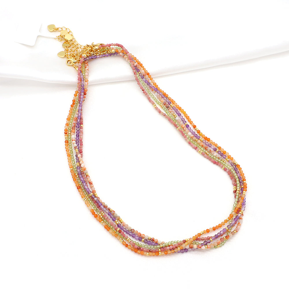 Handmade Custom 2.5mm Delicate Natural Stone Beads Jewelry Necklace