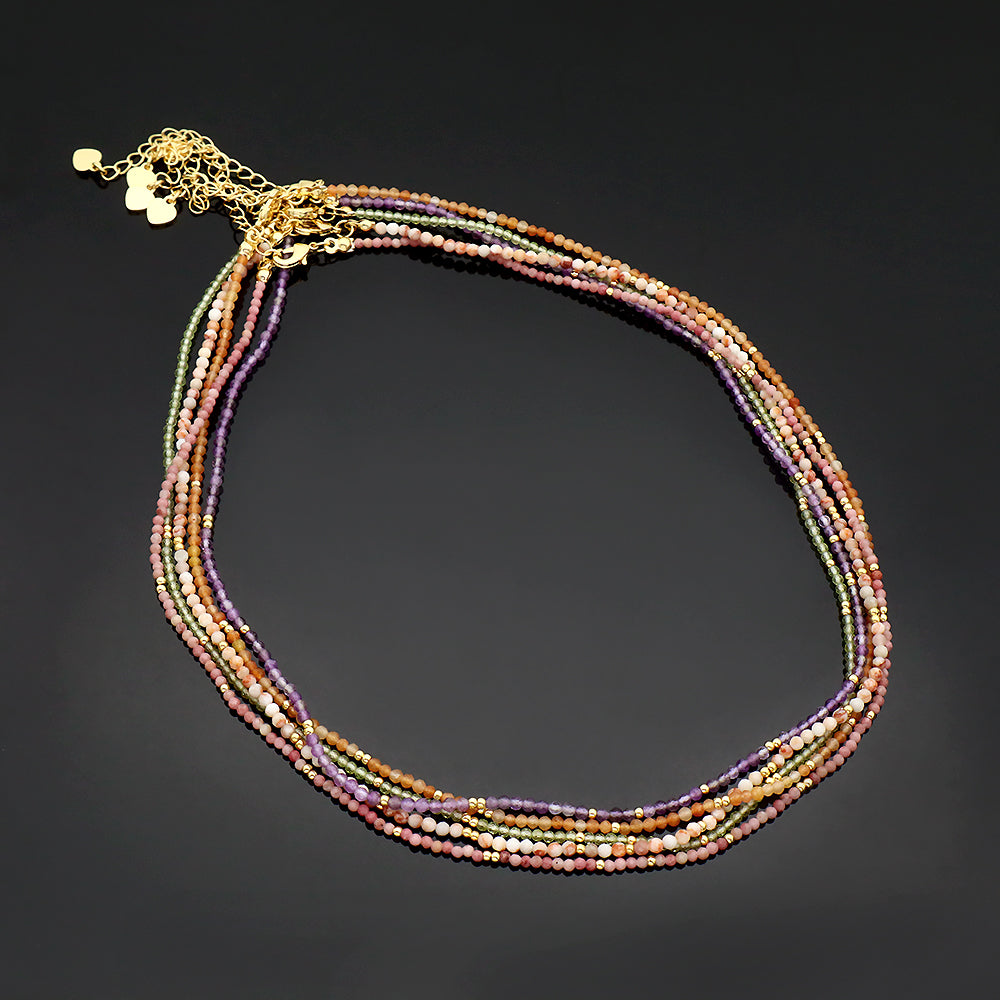 Handmade Custom 2.5mm Delicate Natural Stone Beads Jewelry Necklace