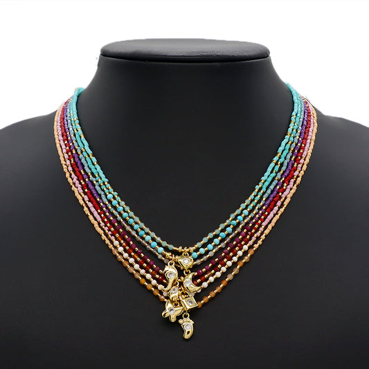 Handmade Custom Brass With Enamel Pendant Necklace With Chain Necklace