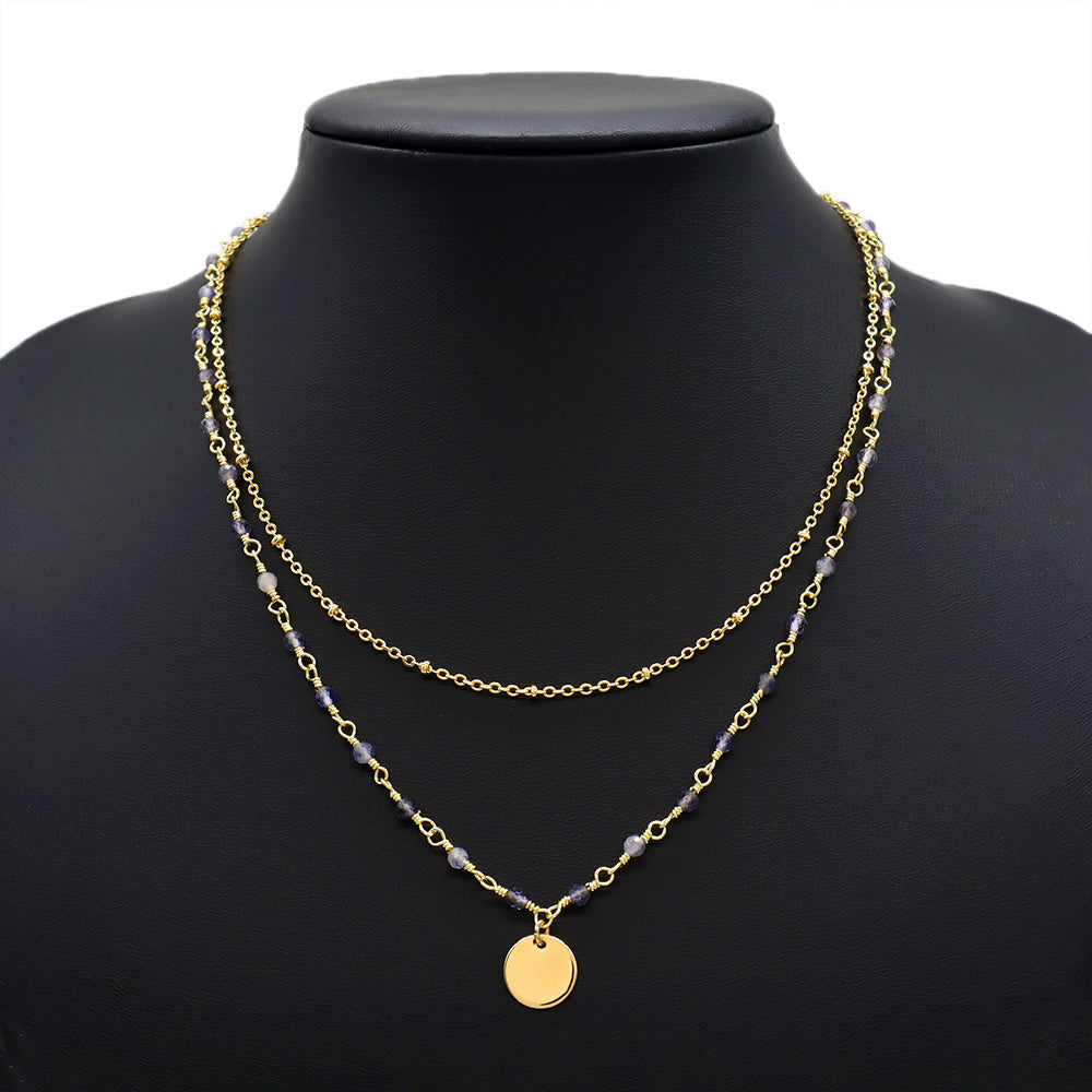 Handmade Custom Natural Stone Double Layer With Pendant Necklace
