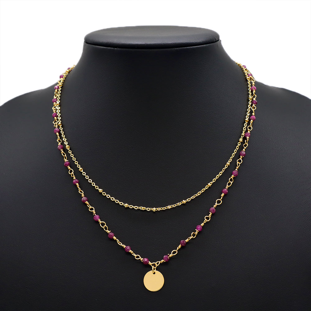 Handmade Custom Natural Stone Double Layer With Pendant Necklace