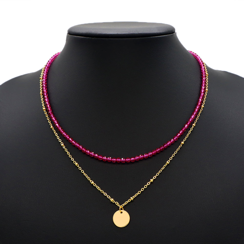 Handmade Custom Natural Stone Double Layer With Pendant Necklace